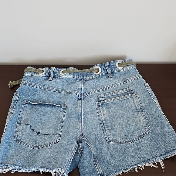 We The Free Light Blue Jean Shorts with Rope Tie - Picture 2 of 6